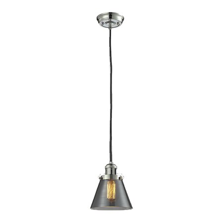 Innovations Lighting Small Cone Vintage Dimmable Led 6 Inch Polished Nickel Mini Pendant With Smoked Glass, 527663 201C-PN-G63-LED